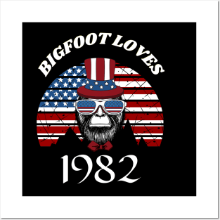 Bigfoot loves America and People born in 1982 Posters and Art